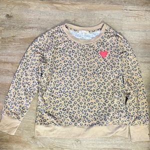 C&C California Cheetah print pullover XL(1X) red heart sweater NWOT